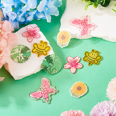 10шт 5 стиля прозрачные акриловые подвески TACR-TA0001-32-1