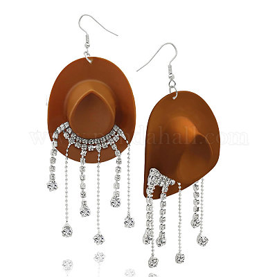 Серьги-подвески из пластика и страз FS-WGEAF56-01-1