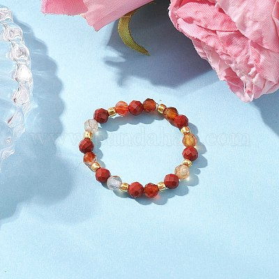 Кольца-растяжки из натуральных драгоценных камней RJEW-JR00866-1