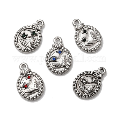 Подвески из нержавеющей стали 304 с паве из стразов STAS-G369-14P-1