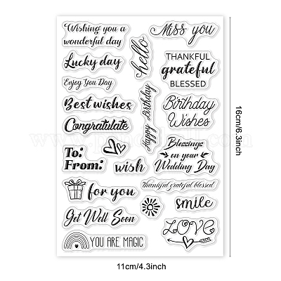 Globleland auguri di buon compleanno timbri trasparenti per fai da te  scrapbooking decor grazie testo di auguri testo trasparente timbri in silicone  per fare carte album di foto decorazione all'ingrosso 