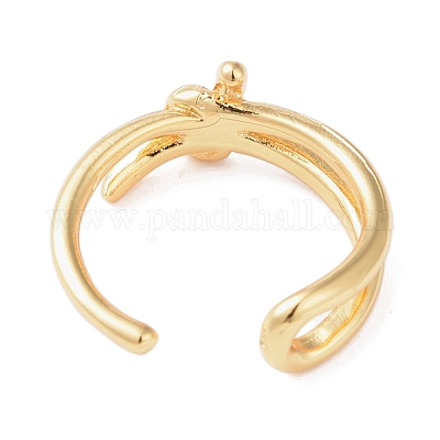 Кольцо из латуни с открытой манжетой RJEW-R143-01D-G-1