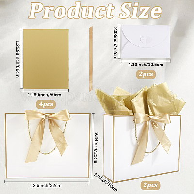 2 шт. прямоугольные бумажные подарочные пакеты с ручками для хранения и лентами ABAG-SP0001-05D-1