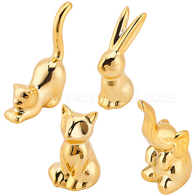 Grosshandel 4 Stück 4 Stile Beschichtung Porzellan Tierfiguren