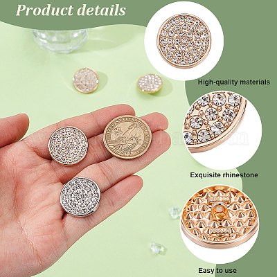 16 шт. 2-цветные пуговицы из цинкового сплава с 1 отверстиями и стразами BUTT-GA0001-38-1