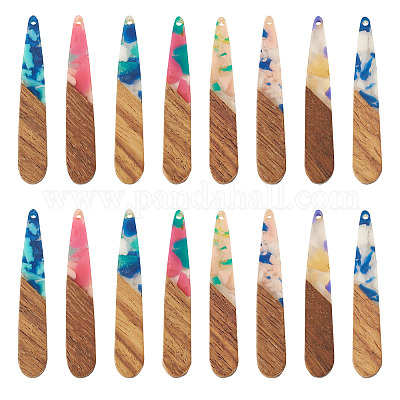 16 шт. подвески из 8-х цветов из смолы и ореха FIND-TA0006-44-1