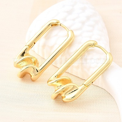 Прямоугольные серьги-кольца из латуни EJEW-Z121-08G-1