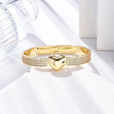 Браслеты с подвесками из латуни с микропаве из кубического циркония BJEW-H624-06C-G-1