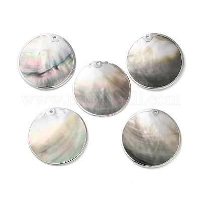 Подвески-диски из натуральной черной ракушки для губ SSHEL-B002-03B-01-1