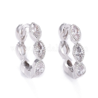 Серьги-кольца из латуни с микро-паве из фианита EJEW-K083-34P-B-1