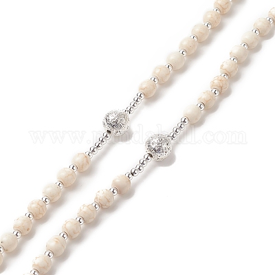 Ожерелье из четок из натуральной лавы и синтетической бирюзы NJEW-JN04237-02-1