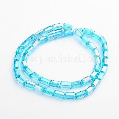 AB цвет гальваническим граненых параллелепипед Гальваническим стеклянные бусы пряди EGLA-F109-A07-1