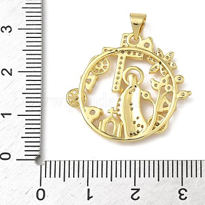 Латунные микропаве прозрачные подвески с фианитом KK-L257-21G-1