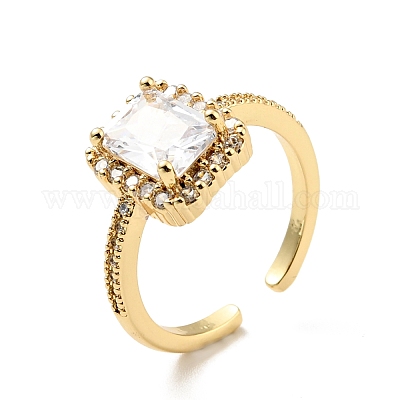 Прямоугольное открытое кольцо-манжета из прозрачного кубического циркония RJEW-G251-11G-1