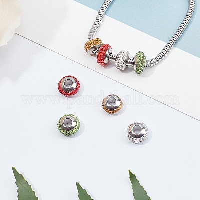 Rondelle 304 нержавеющая сталь полимерная глина стразы европейские бусины GPDL-UN0001-01-1