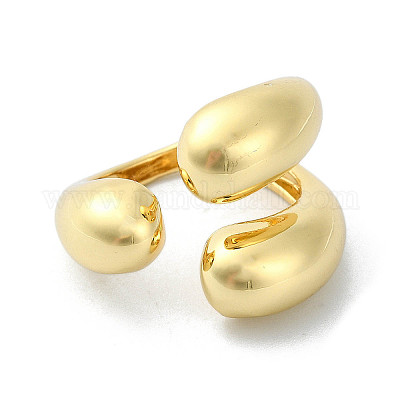 Стойка покрытие латунь открытые манжеты кольца RJEW-C076-01G-1