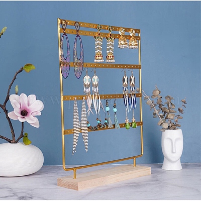 5-ярусные стенды для железных сережек с деревянным основанием PW-WG19928-01-1