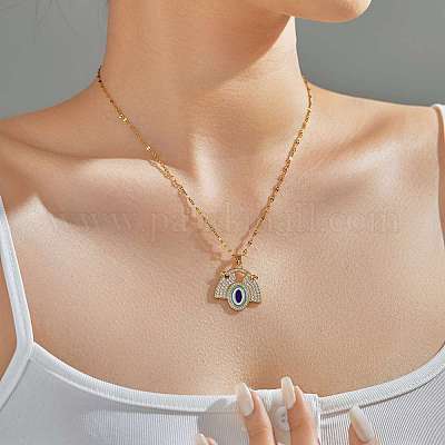 Латунный веер с синей эмалью и овальными подвесками CL4028-5-1