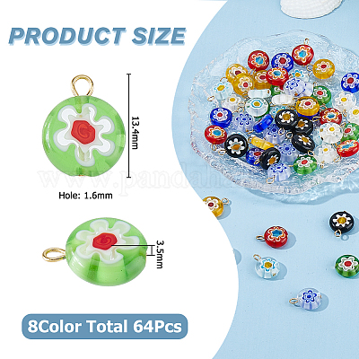 64 шт. подвески из стекла миллефиори ручной работы&nbsp;PALLOY-HS00030-1