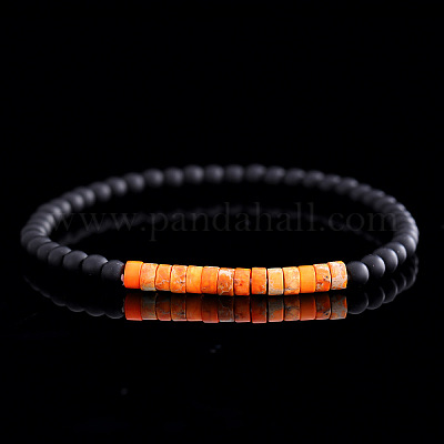 Браслеты из матового синтетического немагнитного гематита и натуральной императорской яшмы для мужчин KN7980-4-1