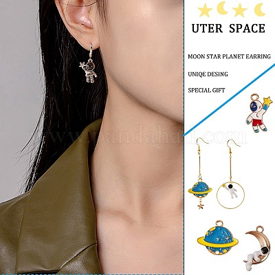 Wholesale 117Pcs DIY Astronaut Charm Earrings Making Kit 