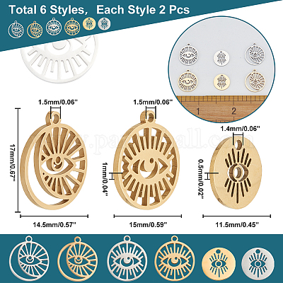 12 шт. 6 стиля подвески из нержавеющей стали 304 STAS-AR0001-49-1