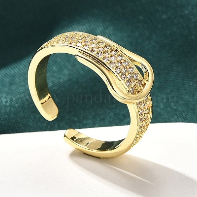 Кольца-манжеты для пальцев с покрытием из латуни с микропаве из прозрачного кубического циркония для женщин RJEW-M028-30G-02-1