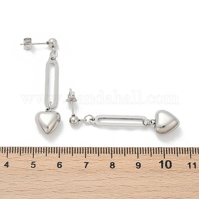 Серьги-гвоздики в форме сердца из нержавеющей стали 304 EJEW-V004-01P-1