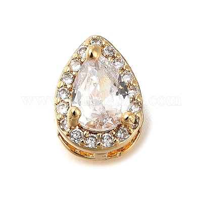 Латунные микропаве прозрачные подвески с фианитом KK-M301-05G-1