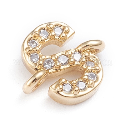 Латунные микро-паве кубические цирконии буквы соединения ZIRC-I042-16G-S-1