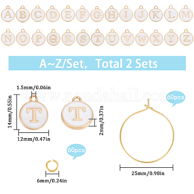 Наборы для самостоятельного изготовления колец с заглавными буквами a~z из латуни и эмали для бокалов с вином DIY-SC0024-59B-1