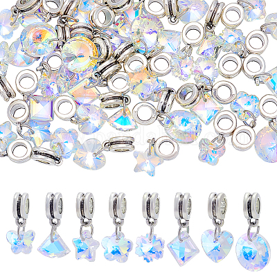 40 шт. 8 стиля прозрачные стеклянные европейские подвески-шармы PALLOY-GA00042-1