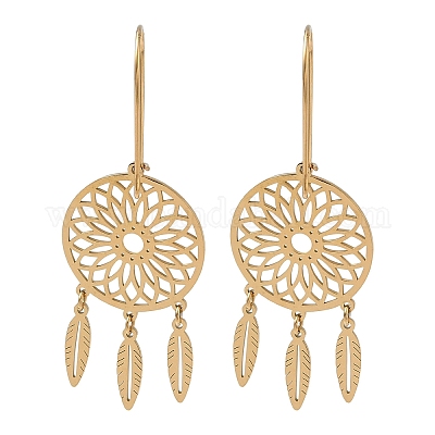 Плоские круглые серьги-кольца из нержавеющей стали 304 EJEW-G453-01G-1