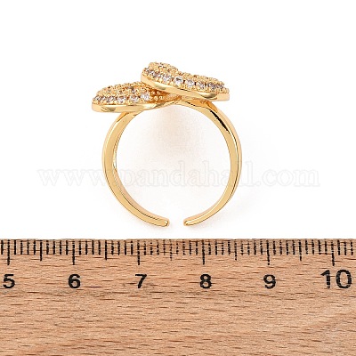 Регулируемые латунные кольца-манжеты с микропаве из кубического циркония для женщин RJEW-B139-08G-03-1