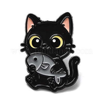 Кот с булавками из рыбьей эмали JEWB-I055-05EB-06-1