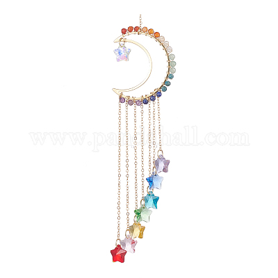 Подвесные украшения из натурального драгоценного камня и латуни HJEW-JM01036-1