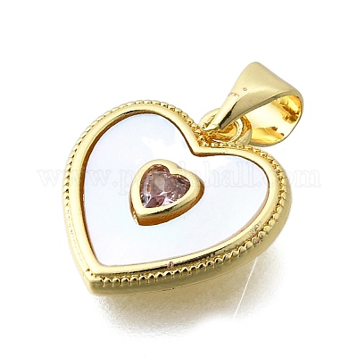 Латунные микро проложить кубического циркония сердце подвески KK-V010-21G-1