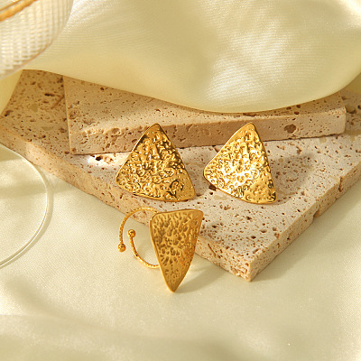 Комплекты из серег-гвоздиков и колец-манжет из нержавеющей стали 304 для женщин ZN8337-1-1