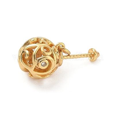 Полые круглые латунные подвески с микропаве из кубического циркония KK-H080-01G-1