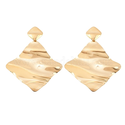 Серьги-гвоздики в форме ромба из нержавеющей стали 304 EJEW-K268-79B-G-1