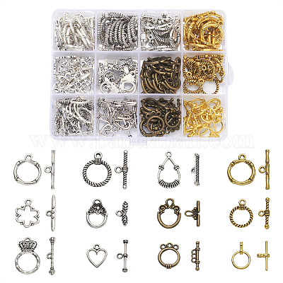 Сплавочные застежка тоггл тибетского стиля PALLOY-TA0001-48-1