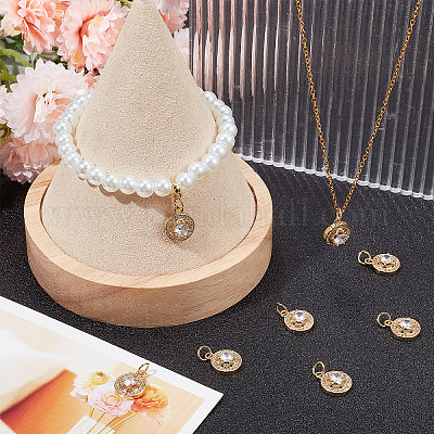 8шт латунные микропаве прозрачные кубические циркониевые подвески KK-BBC0005-61-1