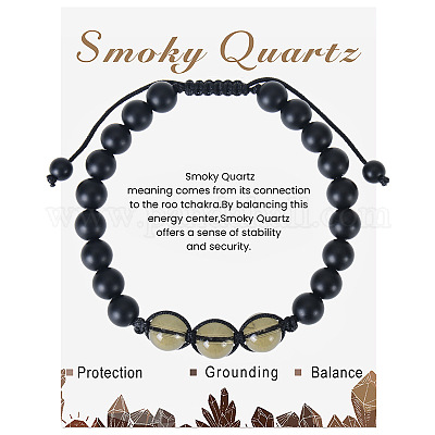 Браслет из бусин натурального дымчатого кварца с матовым камнем 8 мм ZJ6492-10-1