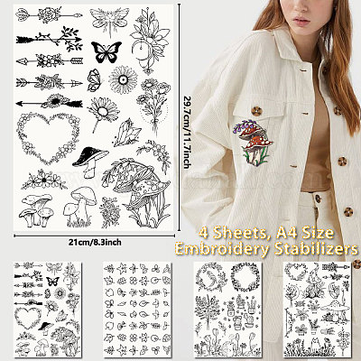 Эскиз рисунка на флизелиновой основе для вышивания DIY-WH0538-014-1