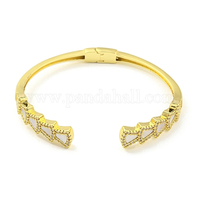 Браслеты на открытой манжете из латуни с микропаве и прозрачным фианитом BJEW-Z062-18G-1