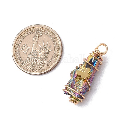 5 шт. 5 стиля гальванические подвески из натурального кварца с медной проволокой PALLOY-JF03433-1