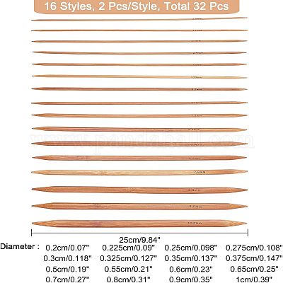 32 шт. 16 бамбуковые спицы с двумя концами (dpns) DIY-NB0006-62-1
