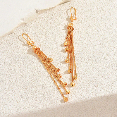 Круглые серьги-кольца с кисточками из латуни RO3697-1