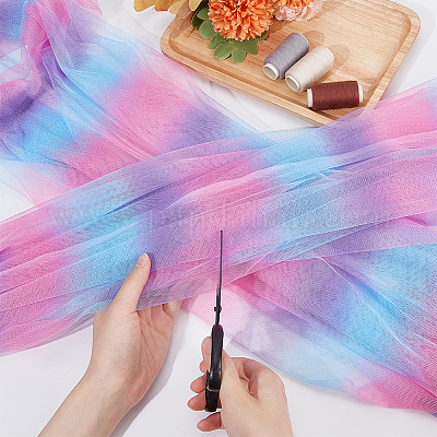 Сетчатая ткань из полиэстера радужного цвета DIY-WH0496-43A-1