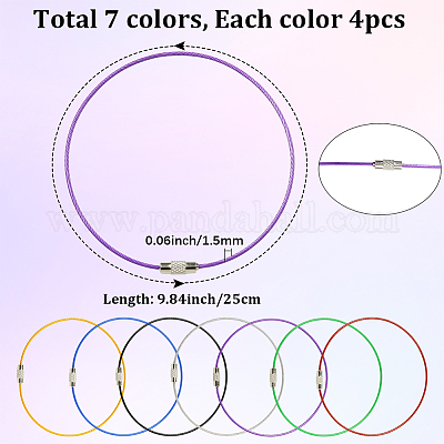 28 шт. 7 цвета 304 нержавеющая сталь трос брелок FIND-SC0019-17-1